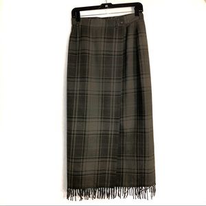 Lauren Ralph Lauren Wool Midi Skirt Green & Black